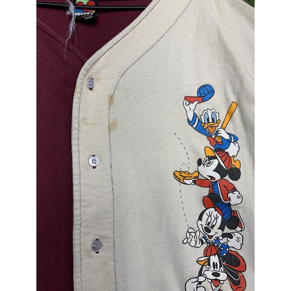 Vintage Mickey Mouse Shirt Disney Womens Large Baseball Jersey Button Up Y2K - Picture 4 of 15